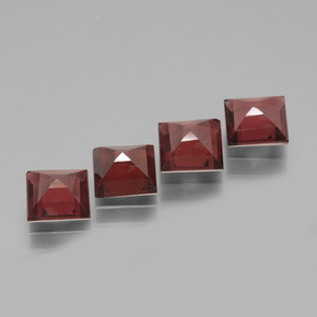 3.05캐럿 천연 딥 레드 로돌라이트 가넷 보석, 스퀘어, 5×5 mm, VS