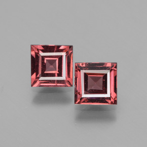 1.44캐럿 천연 핑크빛 레드 로돌라이트 가넷 보석, 스퀘어, 5.1×5.1 mm, VS