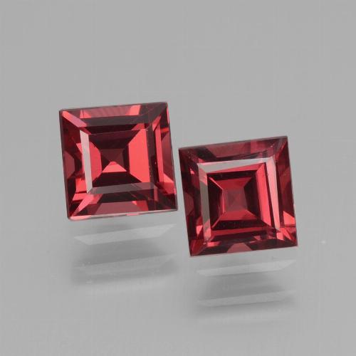 1.57캐럿 천연 다크 레드 로돌라이트 가넷 보석, 스퀘어, 5×5 mm, VS