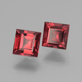 1.57캐럿 천연 다크 레드 로돌라이트 가넷 보석, 스퀘어, 5×5 mm, VS