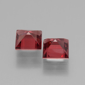 1.57캐럿 천연 다크 레드 로돌라이트 가넷 보석, 스퀘어, 5×5 mm, VS