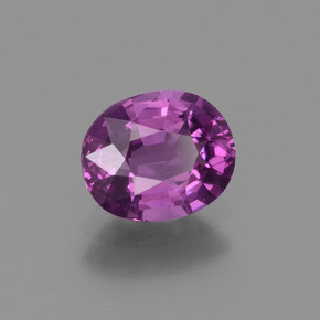 1.26캐럿 천연 보랏빛 핑크 로돌라이트 가넷, 타원형 컷, 7.1×5.9 mm, VS