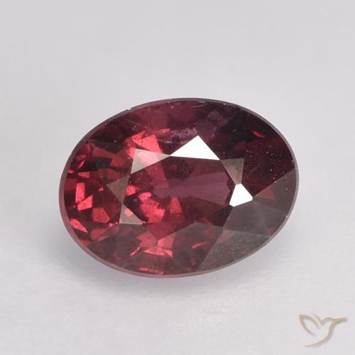 1.25ct 자연스러운 미디엄 다크 레드 로돌라이트 가넷, 타원형, VS