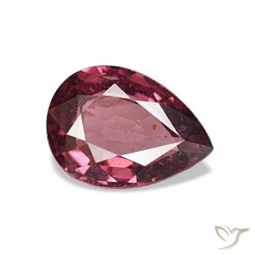 0.80캐럿 천연 미디엄 레드 로돌라이트 가넷, 배 모양, 6.9×5 mm, VS