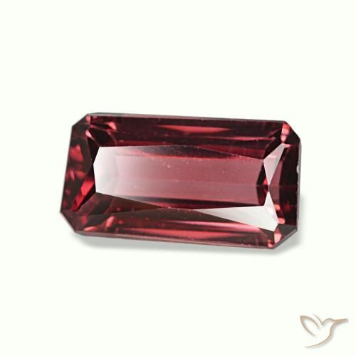 1.23캐럿 천연 딥 레드 로돌라이트 가넷, 에메랄드 컷, 7.8×4.2 mm, VS