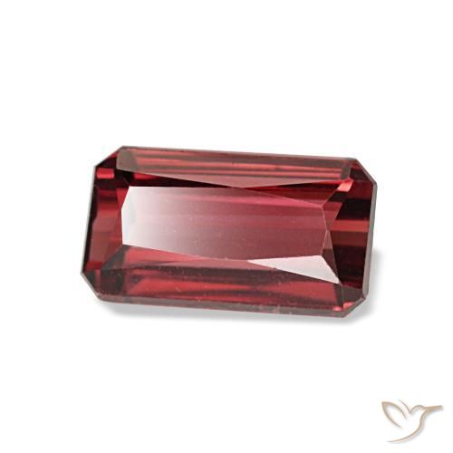 1.45캐럿 천연 딥 레드 로돌라이트 가넷, 에메랄드 컷, 7.5×4.2 mm, VVS-VS