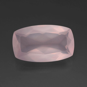11.28캐럿 천연 핑크 로즈 쿼츠, 쿠션 컷, 20×12 mm, 투명한