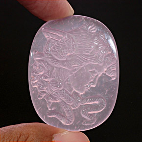 87.42캐럿 천연 핑크 로즈 쿼츠, 투명한, 38.1×29.8 mm, 투명/반투명