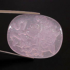 87.42캐럿 천연 핑크 로즈 쿼츠, 투명한, 38.1×29.8 mm, 투명/반투명