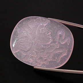 87.42캐럿 천연 핑크 로즈 쿼츠, 투명한, 38.1×29.8 mm, 투명/반투명