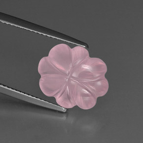 6.35캐럿 천연 핑크 로즈 쿼츠, 플라워 컷, 14.2×11.7 mm, 투명한