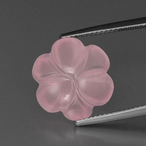 9.18캐럿 천연 핑크 로즈 쿼츠, 플라워 컷, 15.2×14.3 mm, 투명한