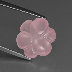 9.18캐럿 천연 핑크 로즈 쿼츠, 플라워 컷, 15.2×14.3 mm, 투명한