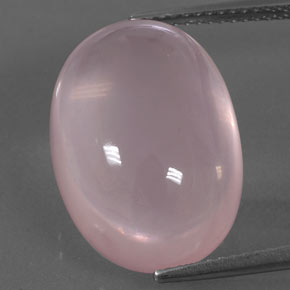 17.86캐럿 천연 코랄 핑크 로즈 쿼츠, 타원형 컷, 19.3×13.7 mm, 투명한