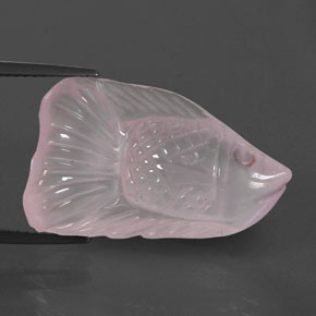 15.69캐럿 천연 핑크 로즈 쿼츠, 멋진 모양, 23.9×14.6 mm, 투명한