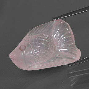 15.69캐럿 천연 핑크 로즈 쿼츠, 멋진 모양, 23.9×14.6 mm, 투명한