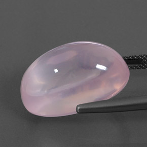 20.97캐럿 천연 라이트 핑크 로즈 쿼츠, 타원형 컷, 19.9×13.2 mm, 투명한