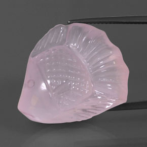 31.53캐럿 천연 풍선껌 핑크 로즈 쿼츠, 투명한, 25.5×21.8 mm, 투명/반투명