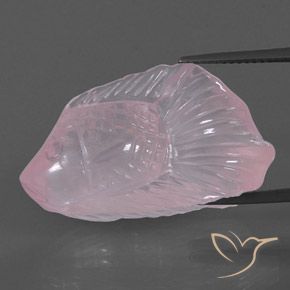 23.71캐럿 천연 매우 연한 핑크 로즈 쿼츠, 투명한, 28.3×16.4 mm, 투명/반투명
