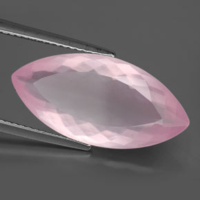 8.05캐럿 천연 핑크 로즈 쿼츠, 마퀴즈, 21.9×10.6 mm, 투명한