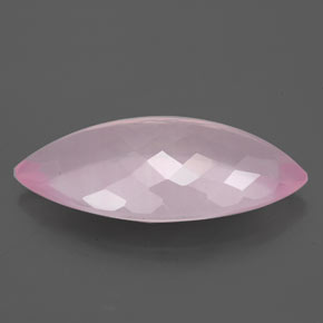 8.05캐럿 천연 핑크 로즈 쿼츠, 마퀴즈, 21.9×10.6 mm, 투명한