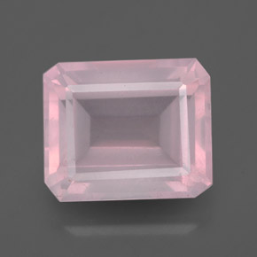 6.30캐럿 천연 핑크 로즈 쿼츠, 에메랄드 컷, 12.2×10.1 mm, 투명한