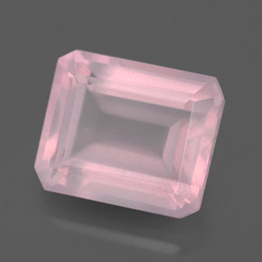 6.30캐럿 천연 핑크 로즈 쿼츠, 에메랄드 컷, 12.2×10.1 mm, 투명한