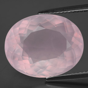 12.16캐럿 천연 미디엄 로즈 핑크 로즈 쿼츠, 타원형 컷, 17.1×13.7 mm, 투명한