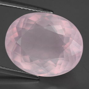 12.16캐럿 천연 미디엄 로즈 핑크 로즈 쿼츠, 타원형 컷, 17.1×13.7 mm, 투명한