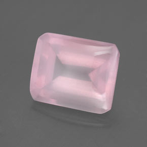 5.66캐럿 천연 핑크 로즈 쿼츠, 에메랄드 컷, 11.8×9.8 mm, 투명한