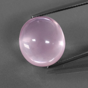 21.05캐럿 천연 라이트 체리 핑크 로즈 쿼츠, 타원형 컷, 17.3×15.7 mm, 투명한
