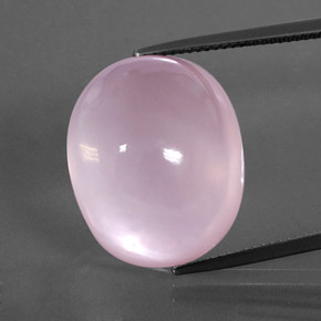 32.56캐럿 천연 라이트 핑크 로즈 쿼츠, 타원형 컷, 20.9×17.2 mm, 투명한