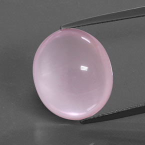 14.05캐럿 천연 라이트 핑크 로즈 쿼츠, 타원형 컷, 16.6×14.3 mm, 투명한
