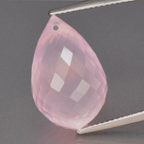 16.26캐럿 천연 로즈 핑크 로즈 쿼츠, 브리올레트, 19.1×12.2 mm, 투명한