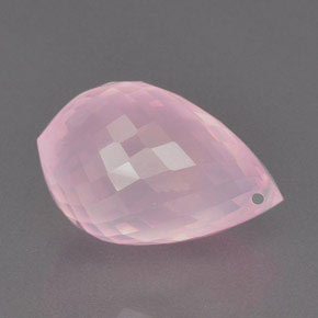 16.26캐럿 천연 로즈 핑크 로즈 쿼츠, 브리올레트, 19.1×12.2 mm, 투명한