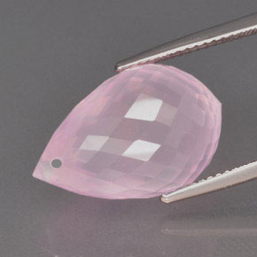 16.26캐럿 천연 로즈 핑크 로즈 쿼츠, 브리올레트, 19.1×12.2 mm, 투명한