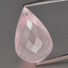 16.94캐럿 천연 코랄 핑크 로즈 쿼츠, 브리올레트, 19.7×12.5 mm, 투명한