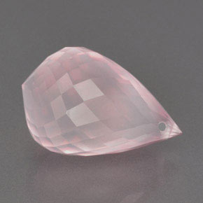 16.94캐럿 천연 코랄 핑크 로즈 쿼츠, 브리올레트, 19.7×12.5 mm, 투명한