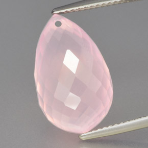 13.53캐럿 천연 라이트 핑크 로즈 쿼츠, 브리올레트, 18.1×11 mm, 투명한