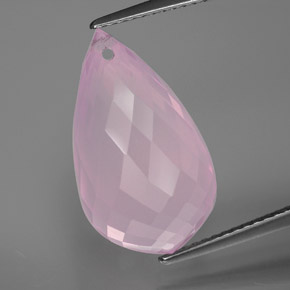 13.07캐럿 천연 미디엄 로즈 핑크 로즈 쿼츠, 브리올레트, 19.1×10.9 mm, 투명한