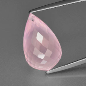 12.76캐럿 천연 미디엄 로즈 핑크 로즈 쿼츠, 브리올레트, 투명한