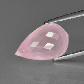12.76캐럿 천연 미디엄 로즈 핑크 로즈 쿼츠, 브리올레트, 투명한