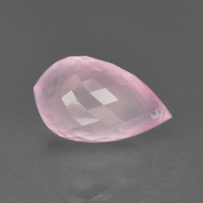 13.04캐럿 천연 풍선껌 핑크 로즈 쿼츠, 브리올레트, 18.3×10.9 mm, 투명한