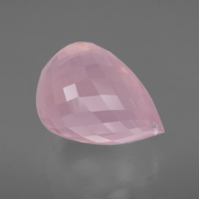 49.05캐럿 천연 핑크 로즈 쿼츠, 브리올레트, 25.2×18.2 mm, 투명한