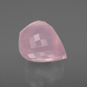 37.97캐럿 천연 미디엄 핑크 로즈 쿼츠, 브리올레트, 22.6×17.5 mm, 투명한