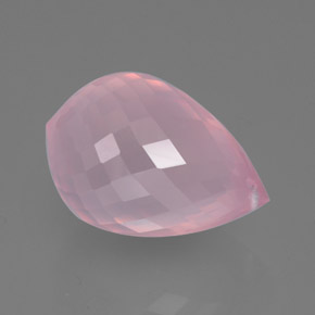 33.95캐럿 천연 로즈 핑크 로즈 쿼츠, 브리올레트, 23.2×15.8 mm, 투명한