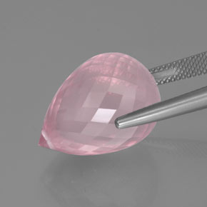 25.35캐럿 천연 미디엄 로즈 핑크 로즈 쿼츠, 브리올레트, 투명한