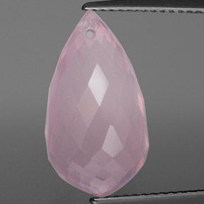 9.42캐럿 천연 핑크 로즈 쿼츠, 브리올레트, 17.4×9.5 mm, 투명한