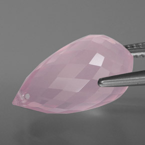 9.42캐럿 천연 핑크 로즈 쿼츠, 브리올레트, 17.4×9.5 mm, 투명한
