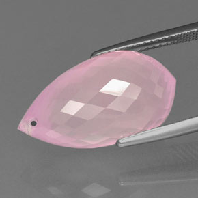 18.18캐럿 천연 미디엄 핑크 로즈 쿼츠, 브리올레트, 투명한